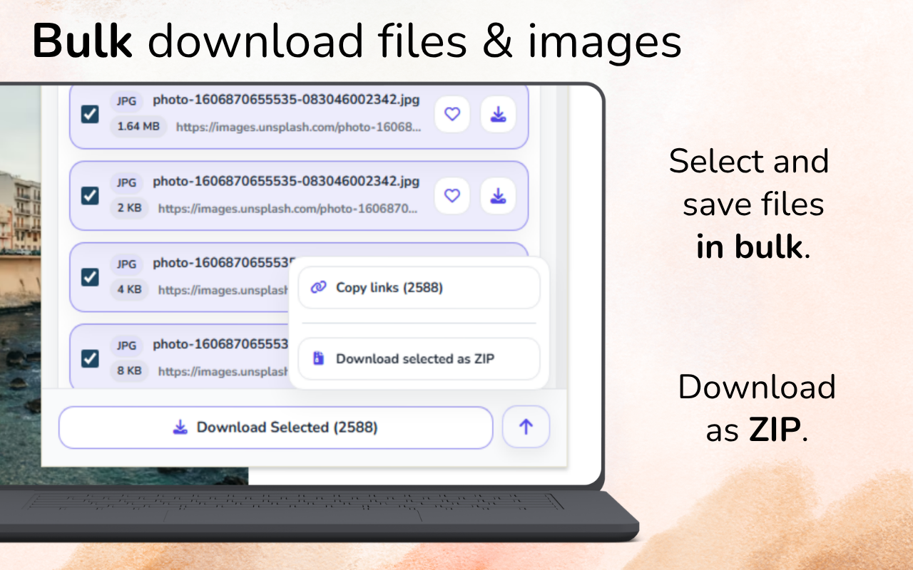 GrabAll workflow for collecting images from visual websites